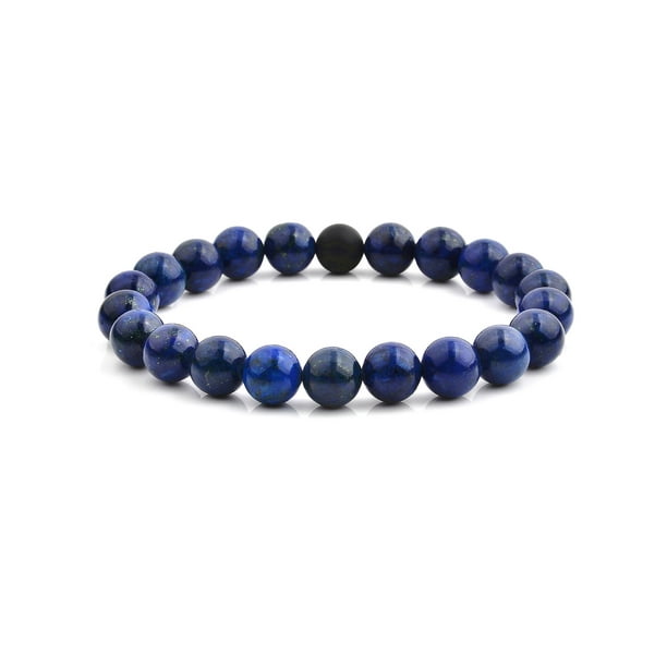 Mens stone Lapis Onyx Blue Cord Bracelet Jewelry Beads Bangle Wristband Gift men